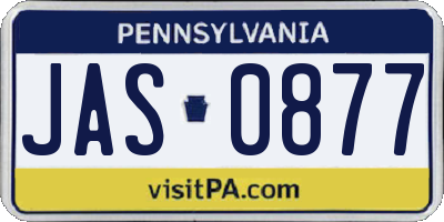 PA license plate JAS0877