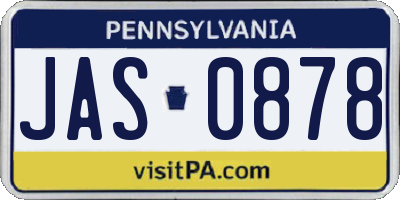 PA license plate JAS0878