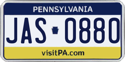 PA license plate JAS0880