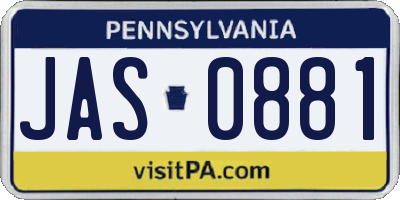 PA license plate JAS0881