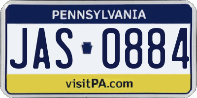 PA license plate JAS0884