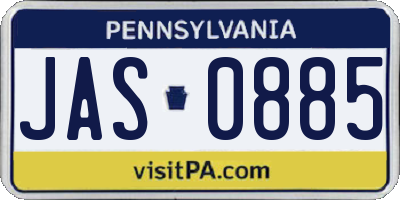 PA license plate JAS0885