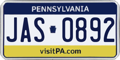 PA license plate JAS0892