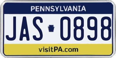 PA license plate JAS0898