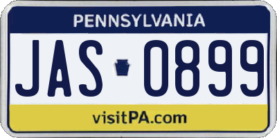 PA license plate JAS0899