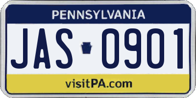 PA license plate JAS0901