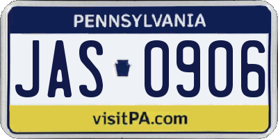 PA license plate JAS0906