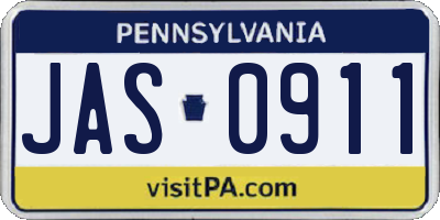 PA license plate JAS0911