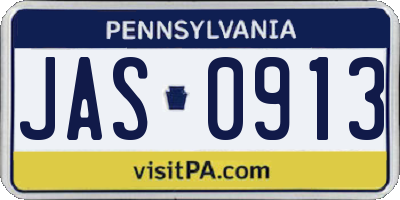 PA license plate JAS0913