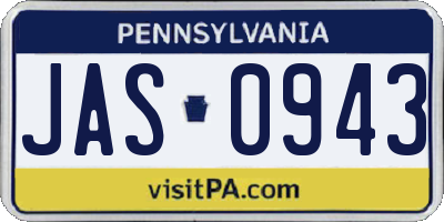 PA license plate JAS0943