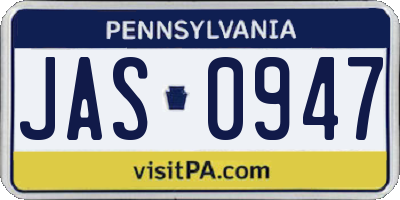 PA license plate JAS0947