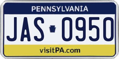 PA license plate JAS0950