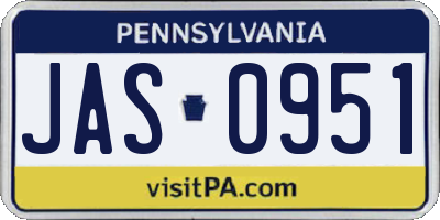 PA license plate JAS0951