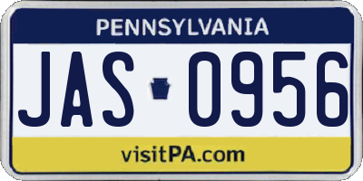 PA license plate JAS0956