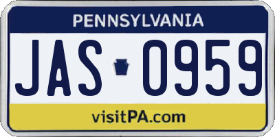 PA license plate JAS0959