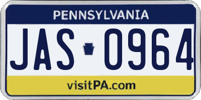 PA license plate JAS0964