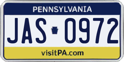 PA license plate JAS0972