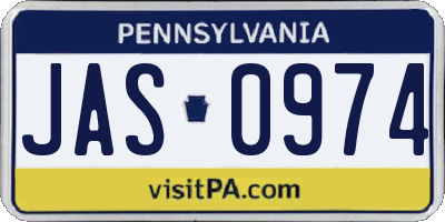PA license plate JAS0974