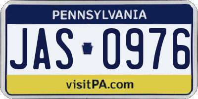 PA license plate JAS0976