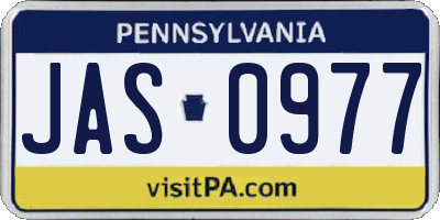 PA license plate JAS0977