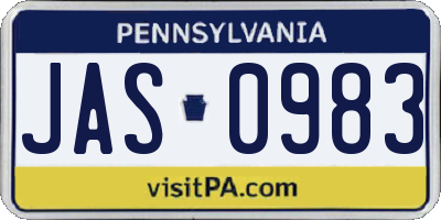 PA license plate JAS0983