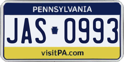 PA license plate JAS0993
