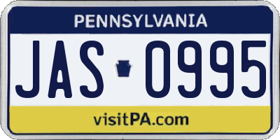 PA license plate JAS0995