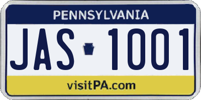 PA license plate JAS1001