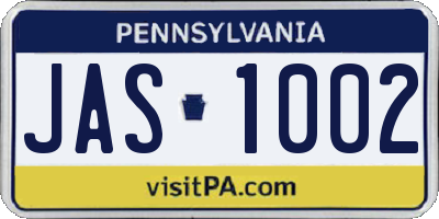 PA license plate JAS1002