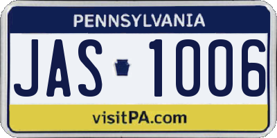 PA license plate JAS1006