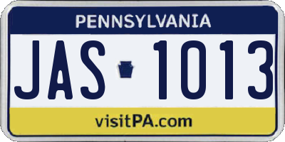 PA license plate JAS1013