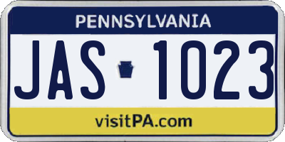 PA license plate JAS1023