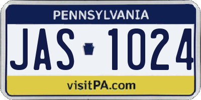PA license plate JAS1024