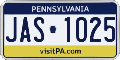 PA license plate JAS1025