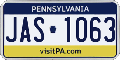 PA license plate JAS1063
