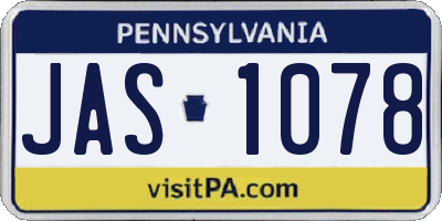 PA license plate JAS1078