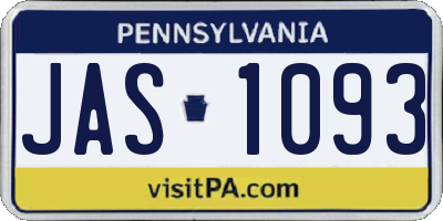 PA license plate JAS1093