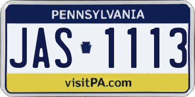 PA license plate JAS1113