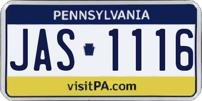 PA license plate JAS1116