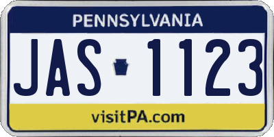 PA license plate JAS1123