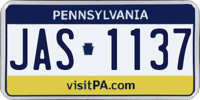 PA license plate JAS1137