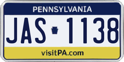 PA license plate JAS1138