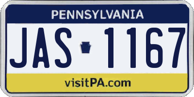 PA license plate JAS1167