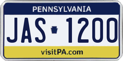 PA license plate JAS1200