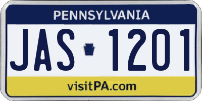 PA license plate JAS1201