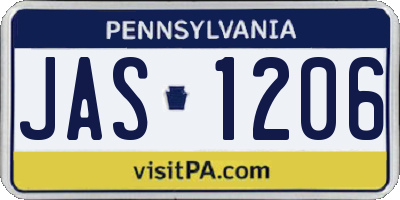 PA license plate JAS1206
