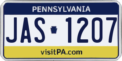 PA license plate JAS1207