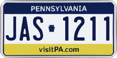PA license plate JAS1211