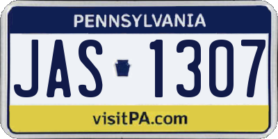 PA license plate JAS1307