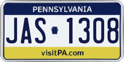 PA license plate JAS1308